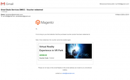 vr cust receivd redeemed mail